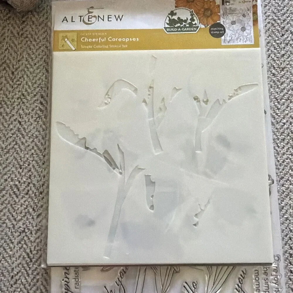Altenew - Cheerful Coreopses Photopolymer Cling stamp and stencil set retail $40